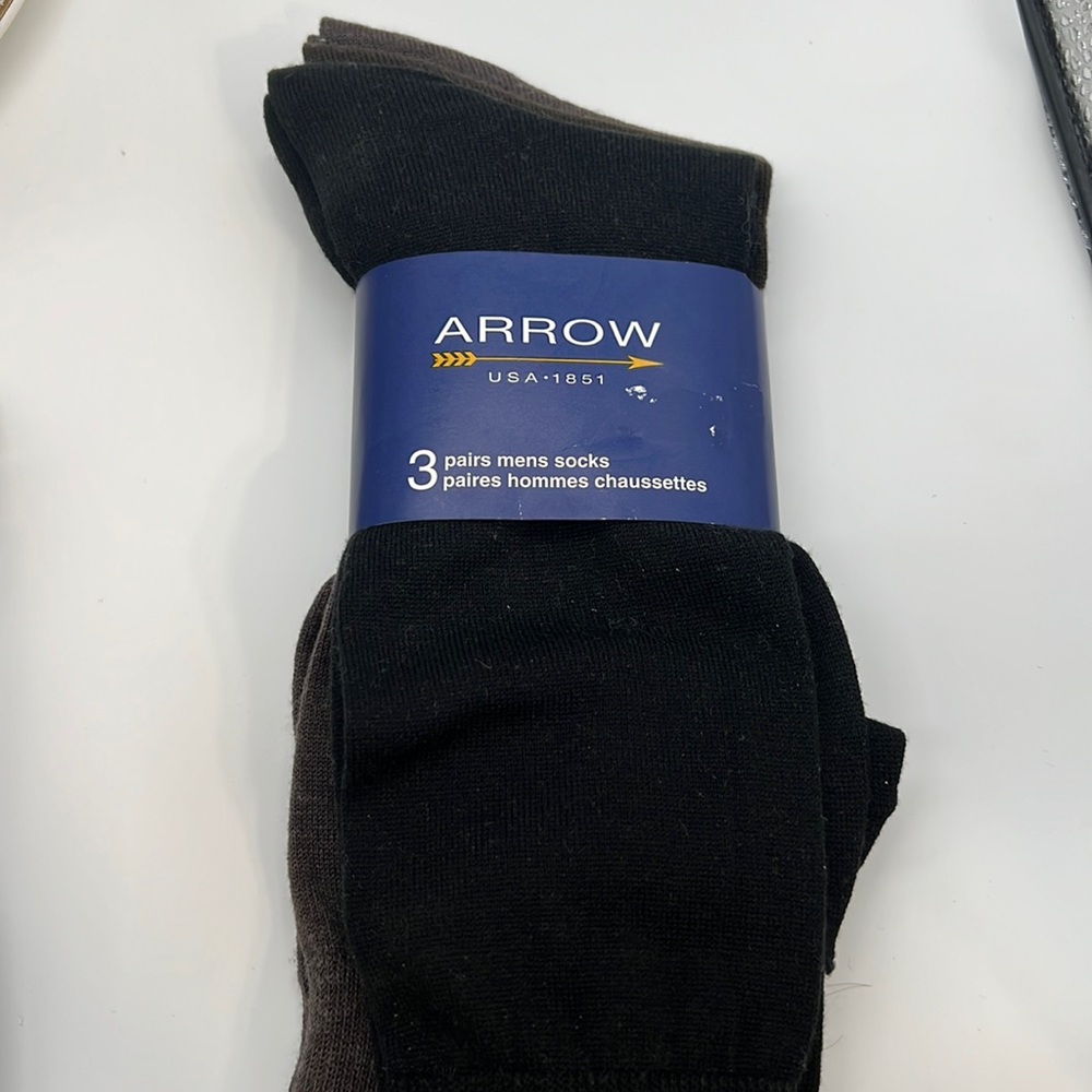 Vintage arrow USA 1851 men’s dress sock, 3 pack x2 new wool blend size 7-12